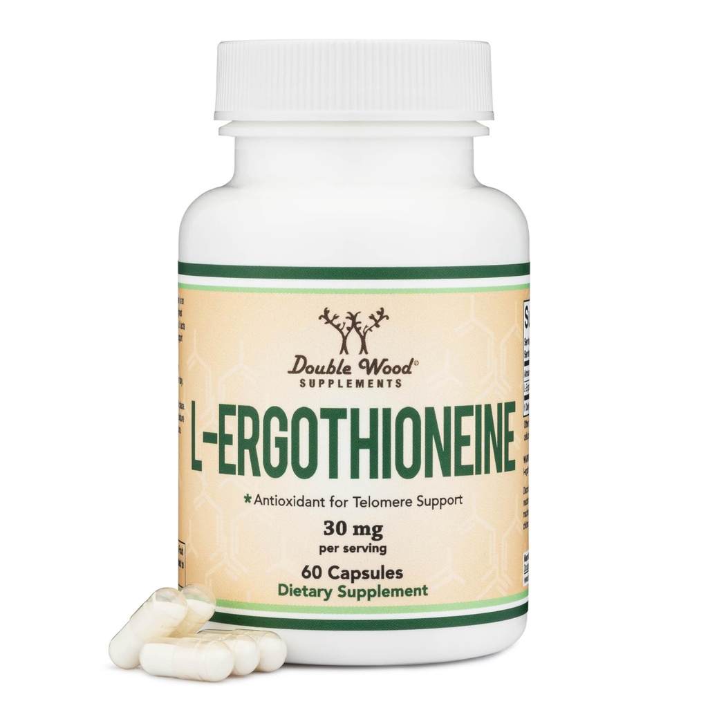 Ergothioneine Ergänzung (EGT) 30mg reines, pflanzenbasiertes L-Ergothioneine Per Capsule, 60 Count (May Support Longevity and Healthy Aging) Non-GMO, Gluten Free, Vegan Safe by Double Wood