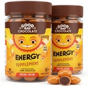 Gute Tag Schokolade Energie Ergänzungen für Erwachsene [2 Pack] Fairer Handel Koffein Schokolade mit B-Vitamine, Grüner Tee Extrakte und 20 mg Koffein pro Stück - Energie-Booster für Frauen und Männer