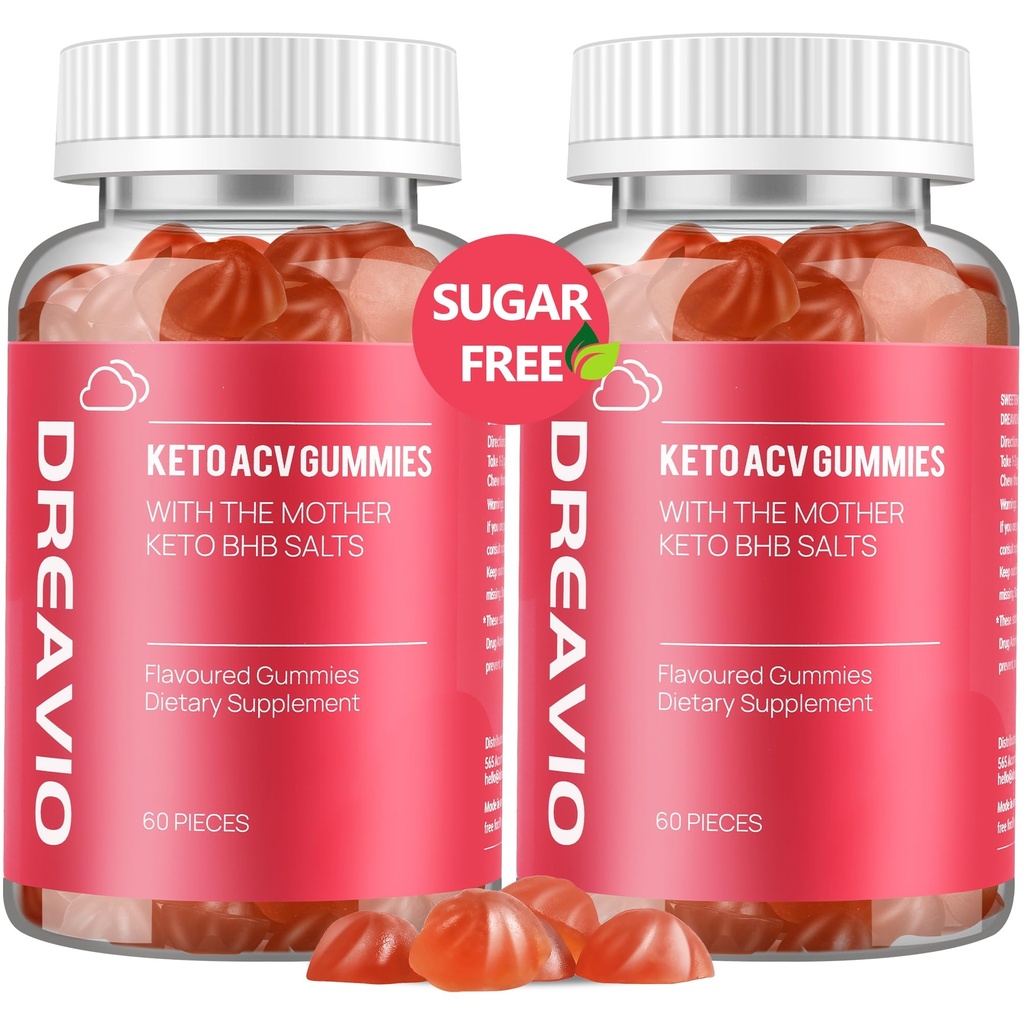DREAVIO Keto ACV Gummies Advanced Weight Loss- Sugar Free 1000mg Apple Cider Essiggummis für Damen und Herren, Vegan Keto Apple Cider Essig Ergänzung für Erwachsene