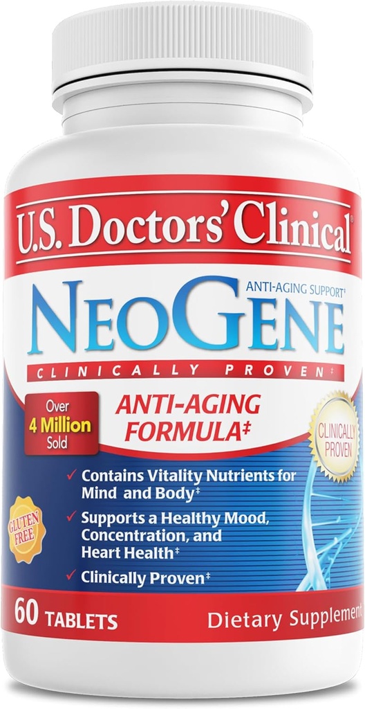 U.S. Doctors' Clinical NeoGene (früher) GH3 Klinisch bewährte Aging Support Supplement mit Nährstoffen für die Unterstützung von Mood, Kognition, Herzgesundheit, Antioxidans Support [1 Monat - 60 ct.]