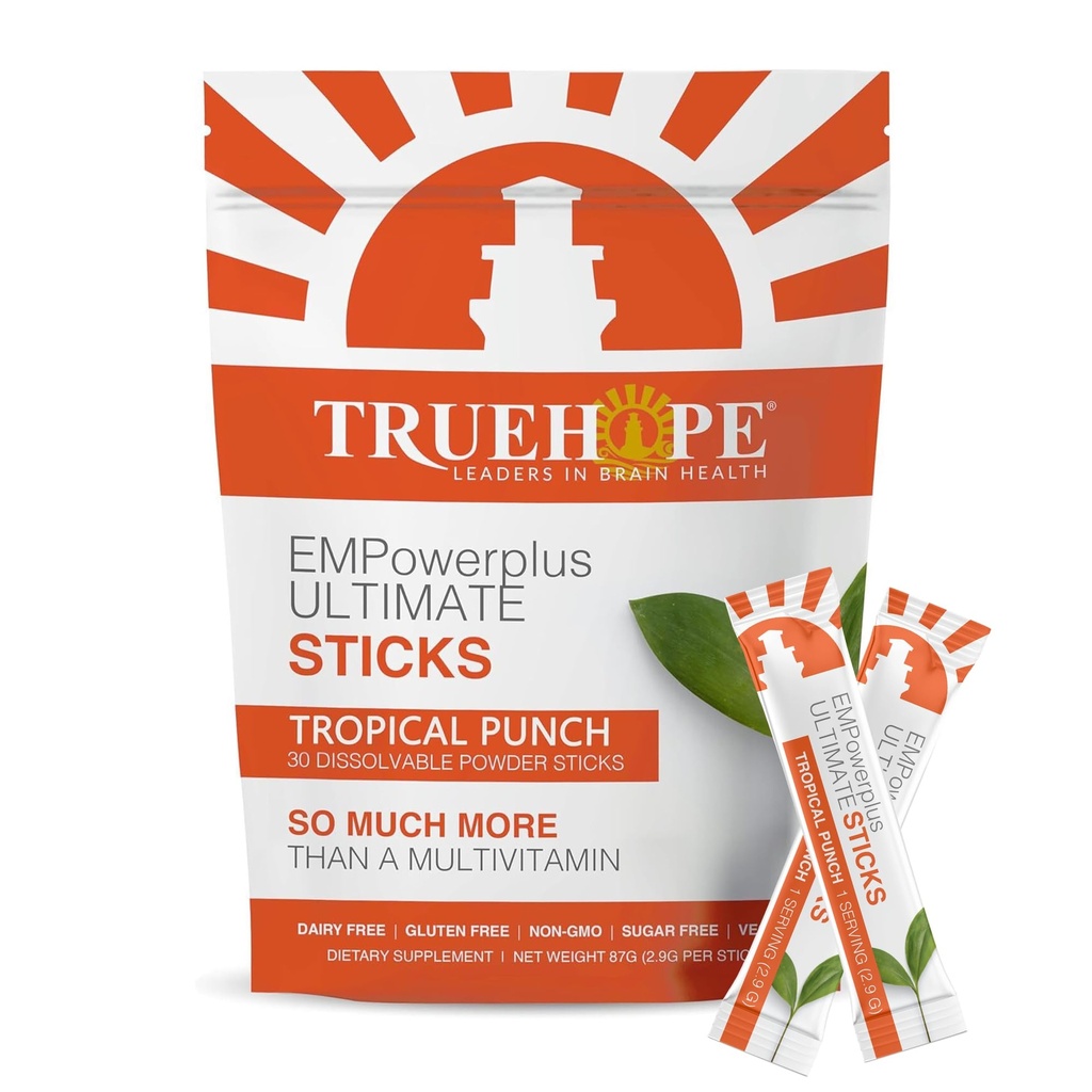 Multivitamin Nootropic Pouches mit Inositol, Vitamin D, Vitamin C, Selen, Cholin, Pantothensäure, Niacin, Iodine - Einmal-Per-Day EMPowerplus Ultimate Sticks - 30 Count, Tropical Punch