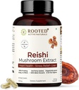 ROOTED Reishi Mushroom Extract Kapseln (60 Veg Caps, 500 mg) | Herzgesundheit, Stress Relief, Leber USDA Organic, 30% Beta Glucans, Certified Organic