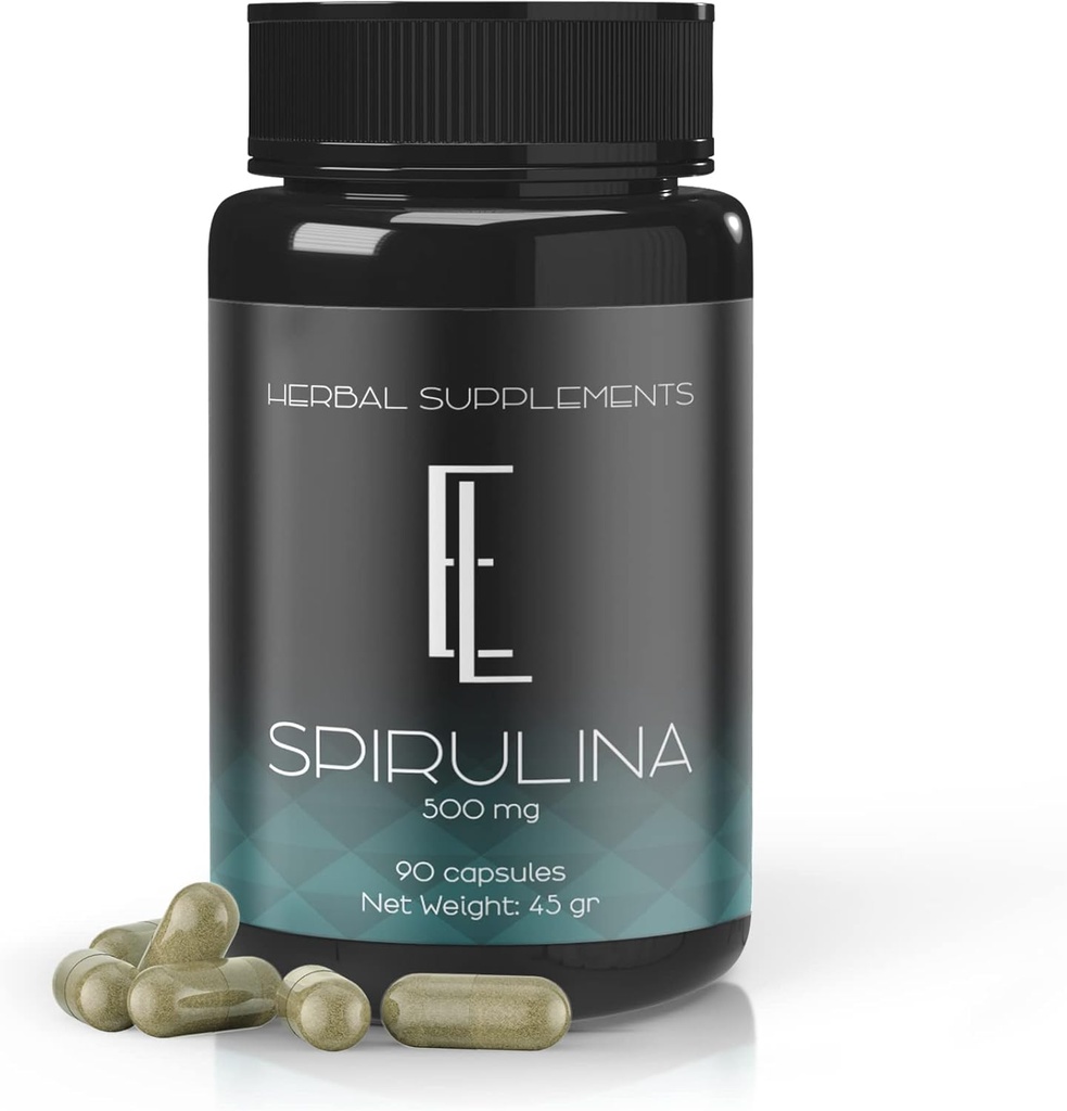 Enchanted Living Spirulina Capsules - 90 x 500 mg, High-Potency Plant-Based Superfood, Supplements, Non-GMO Vegetable Cellulose Vegan Friendly Capsules