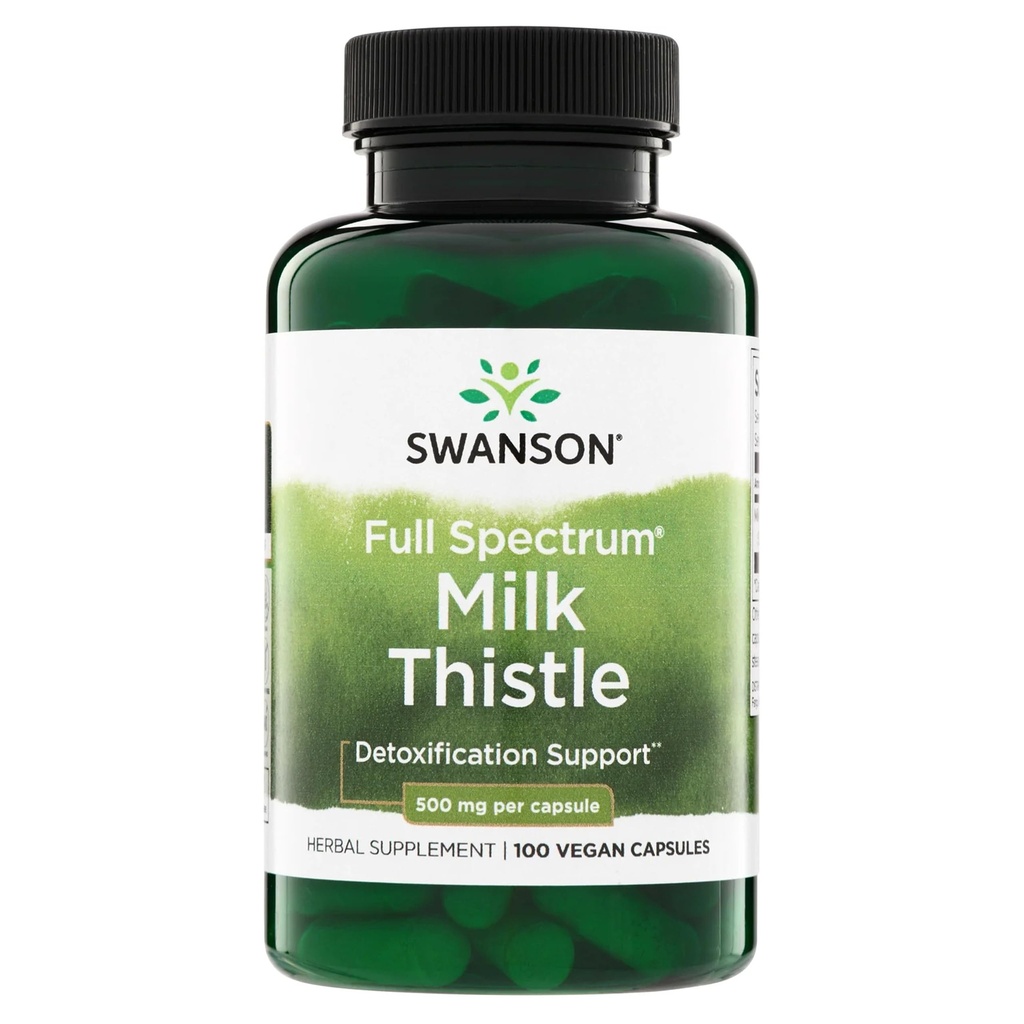 Swanson Full Spectrum Milk Thistle Liver Health Supplement für Erwachsene Suche nach natürlicher Entgiftung und Antioxidans Unterstützung - 500 mg (100 Vegan Kapseln)