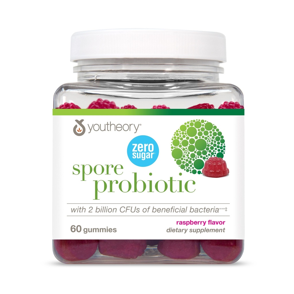 Youtheory Spore Probiotic - Vegan Gut & Digestive Support* - Enthält Bacillus Coagulans - Dairy, Soy, & Glutenfrei - 60 Gummie