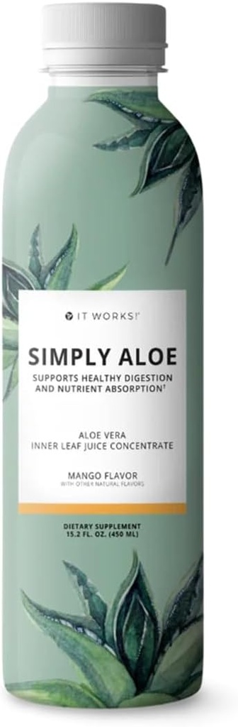Es funktioniert! Einfach Aloe - Mango Flavor - 15.2 Fl Oz - Refreshing, Nutritious Drink - Aloe Vera Inner Leaf Juice Concentrate - Unterstützt gesunde Verdauung, Nährstoffaufnahme und Wellness