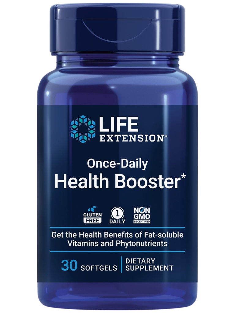 Life Extension Once-Daily Health Booster, Vitamins E, K1 & K2, phospholipids, Fat-Soluble nutrients for Eye Health, Bone Health, Heart Health, Gluten-Free, 1 Daily, Non-GMO, 30 softgels