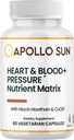 APOLLO SUN Herz und Blut + Drucker Supplement Nährstoffmatrix mit Hawthorn Extrakt, Niacin und COQ10, 60 vegetarische Kapseln