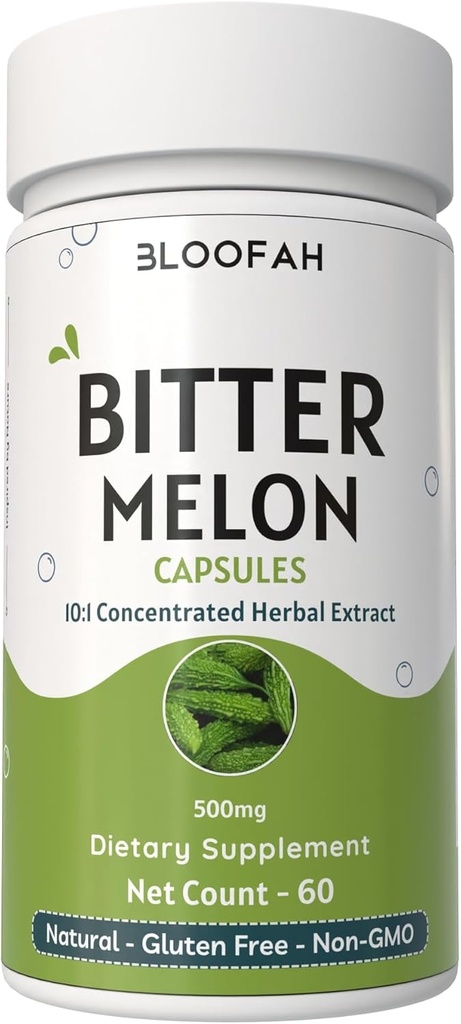 Bitter Melon Frucht Kapseln 500mg | Momordica charantia | 10:1 Extrakt | Pure & Potent Kräuterergänzung | Non-GMO, Gluten-Free GMP-zertifiziert Sustainable Sourced (60 Count (Pack von 1))