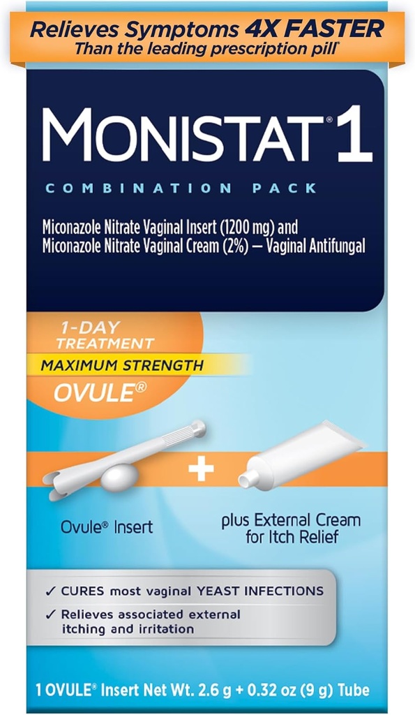 Monistat 1 Tag Hefe Infektion Behandlung für Frauen, 1 Miconazole Ovule Insert & externe Monistat Anti-Itch Cream Bundle