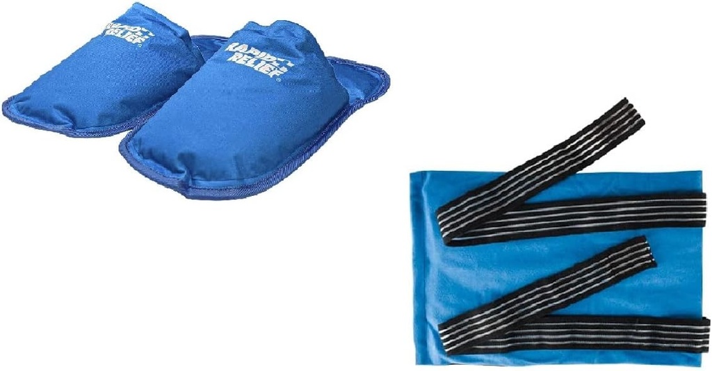 Schnelle Relief-Prägnanz Bundle Hot and Cold Therapy Hausschuhe (1) & Deluxe Wiederverwendbar Hot and Cold Compress (1)