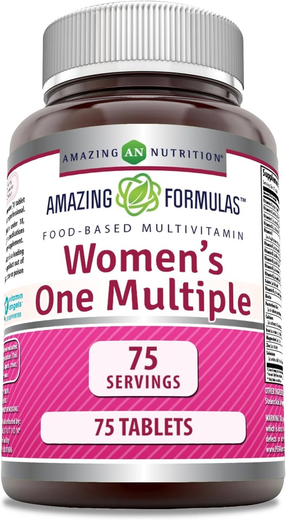 Erstaunliche Formeln Women's One Multiple | Food-Based | Tablets Supplement | Perfect Blend of Vitamins, Minerals, 25 Millionen CFU Probiotika und Lebensmittelbasierte Enzyme (1 Pack, 75 Count)