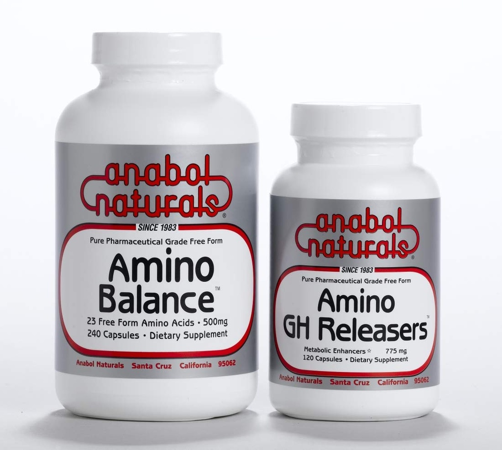 Physique Stack–Amino Balance 240 Kappen Vollständige kostenlose Form Formel mit BCAA und EAA für Muskelrückgewinnung. Amino GHReleasers 120 caps Pre-Workout mit L-Arginin und L-Glutamin für Lean Muskelwachstum