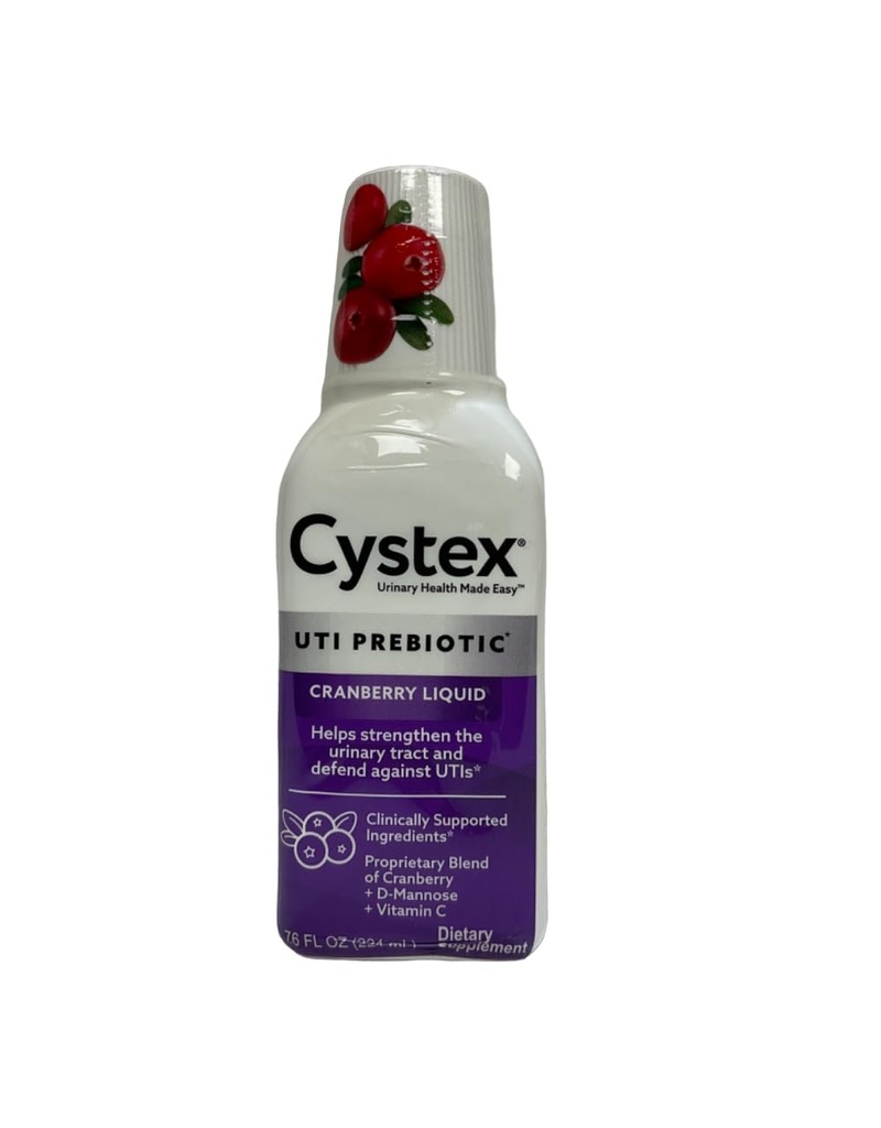 Cystex UTI Prebiotic Cranberry Liquid, Urinary Tract Unterstützung mit D-Mannose, Vitamin C und Bromelain, 7.6 FL OZ (Pack mit 6)