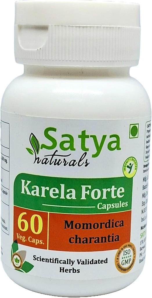 Bitter Melon Forte Kapseln 500 mg. 60 Veg. Kapsel | Karela (Momordica Charantia) Extrakt Kapseln für Männer und Frauen | Ayurvedische Kräuterergänzung / Heilmittel | 10:1 Forte (1 Flasche 60 Kapseln)