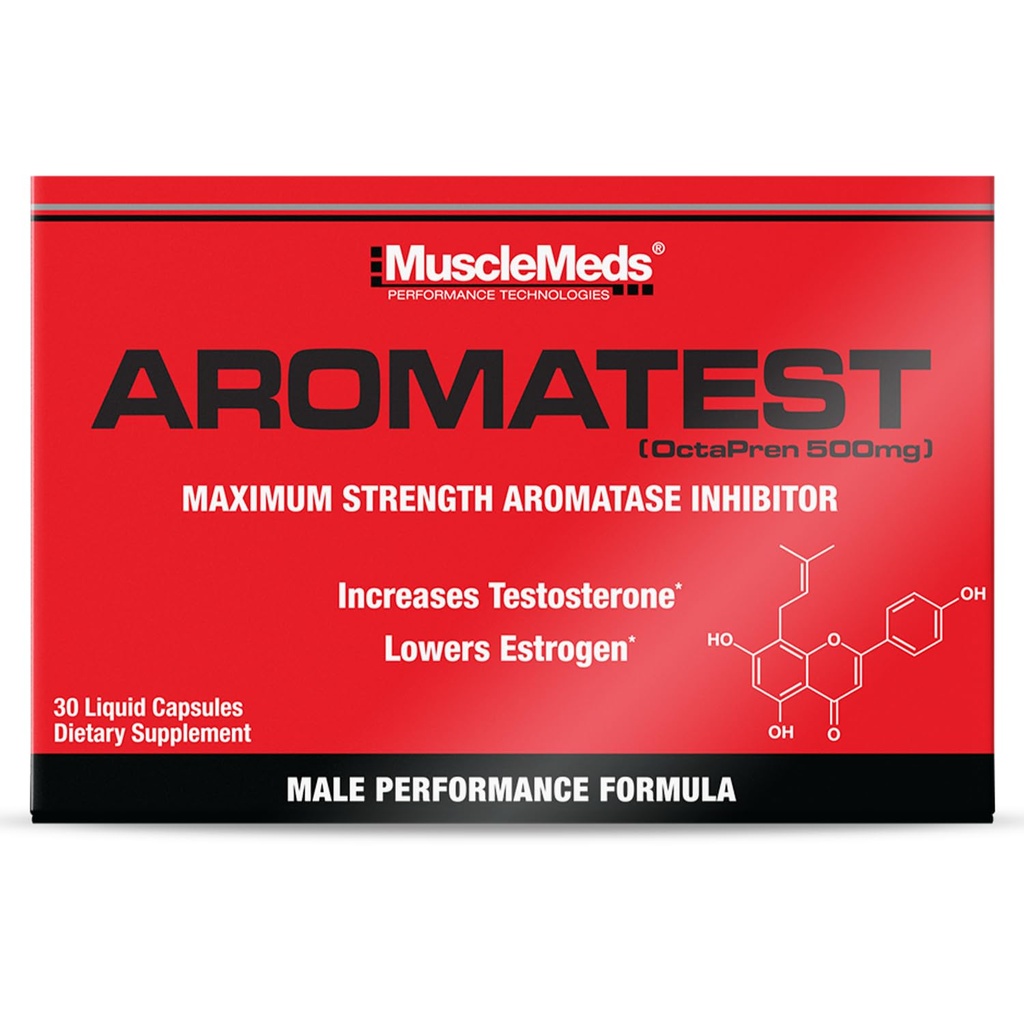 Muskeln AROMATEST Testosteron Booster & Aromatase Inhibitor, senkt Estrogen, unterstützt Muskelaufbau & Stärke, Anti-Aging Hormon Ersatz für Männer, 30 Flüssigkeitskappen