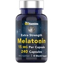 Tnvitamine Melatonin 15 MG pro Kapsel (240 Kapseln) | All-Natürliche Schlaftabletten für Erwachsene | Extra Kraft Melatonin | Nacht Schlafhilfe | Natural Sleep Support Supplement