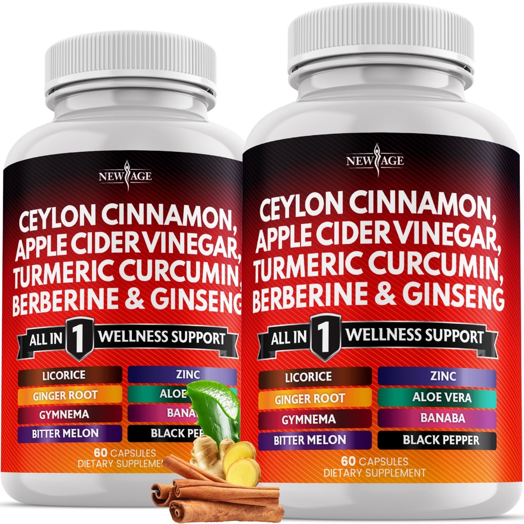 Ceylon Cinnamon, Turmeric, Apple Cider Essig, Ginseng, Aloe Vera, Berberine Plus Banaba, Ginger Root - 120 Count