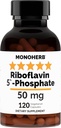 MONOHERB Riboflavin 5'-Phosphat 50 mg - 120 Vegetarische Kapseln - Bioaktives Vitamin B2