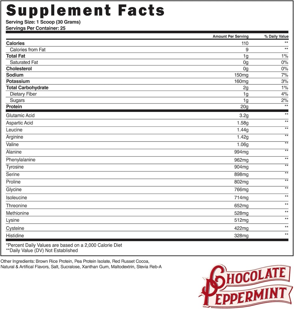 Stahlergänzungsmittel Veg-PRO | Vegan Protein Pulver, Schokolade Pfefferminz | 25 Portionen (1.65lbs) | Proteinpulver mit BCAA Aminosäure | Glutenfrei | Non Dairy | Low Carb Formel