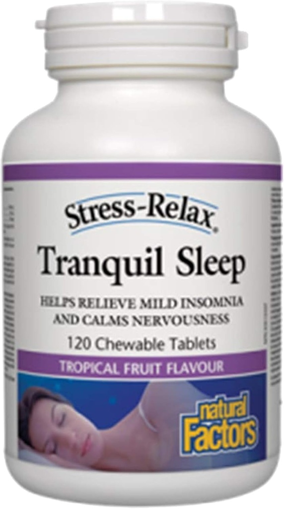 Stress-Relax Chewable Tranquil Sleep by Natural Factors, Schlafergänzung, Tropical Fruit Flavor, 60 Tabletten