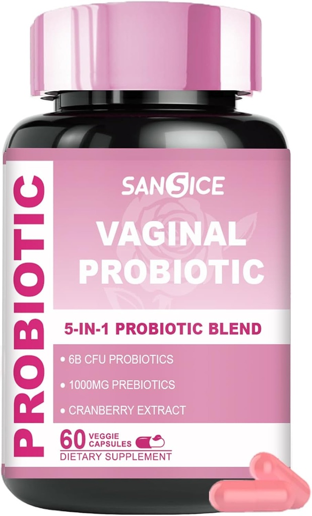 Vaginal Probiotics Supplement für Frauen, 70mg weiblich V-Probiotic Blend(6B CFU), Lactobacillus mit Prebiotic & Cranberry Extract für Vaginal Odor, pH Balance, Organic Prebiotic Supplement(60 Kapseln)