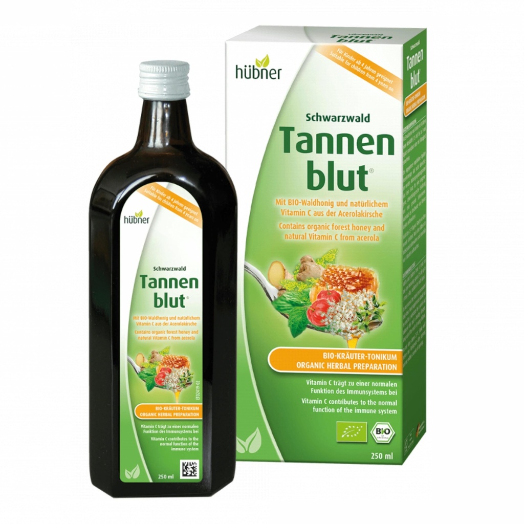 Hubner Tannenblut Bio Kräuterpräparation, Honig Hustensirup, Kalt und Sore Throat Unterstützung, beruhigendes Relief, Vitamin C Ergänzung für Erwachsene und Kinder 4 und älter, Kosher und Alkoholfrei, 250 ml