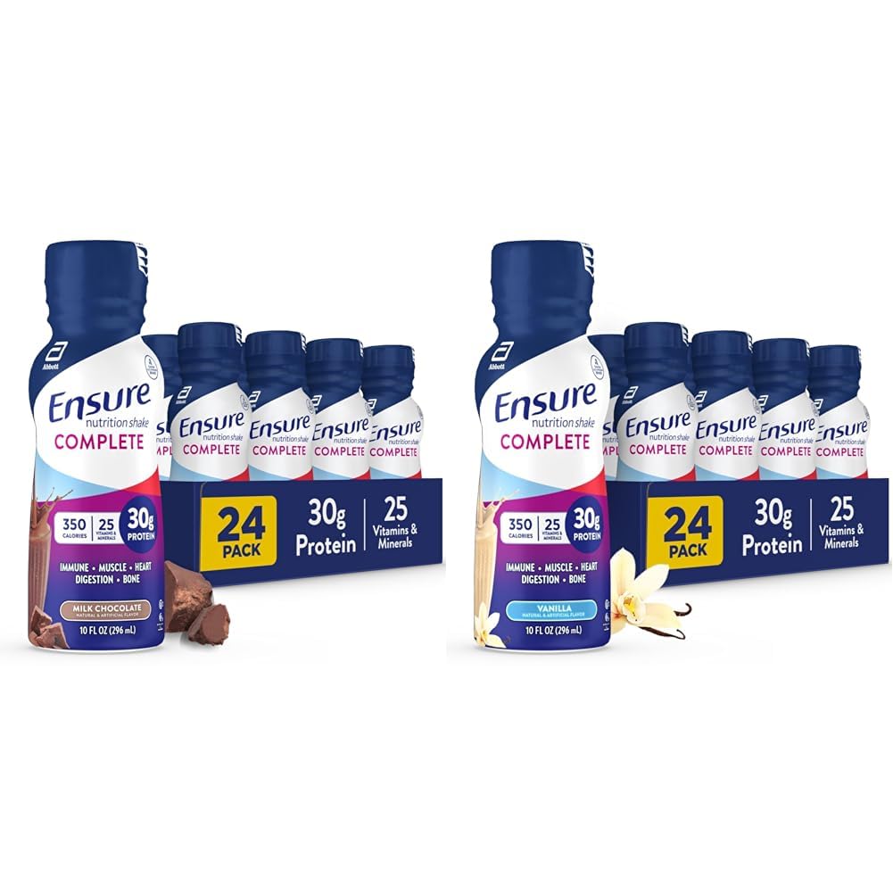 Vergewissern Sie sich COMPLETE Nutrition Shake mit 30g Protein, Immun-Gesundheit Nährstoffe, Schokolade und Vanille Aromen, Packung von 24 (10 fl oz)