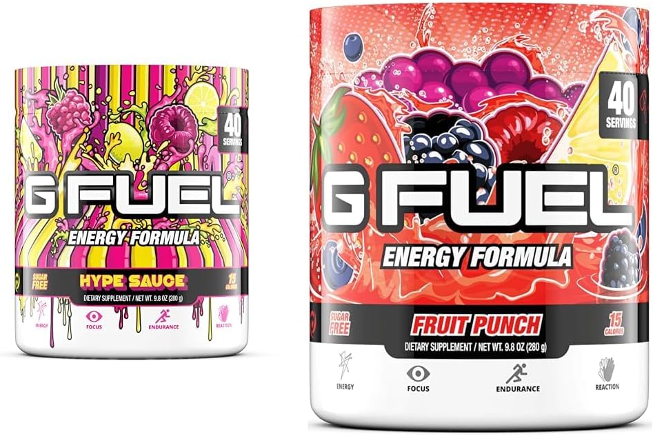 G Kraftstoff Hype Sauce Energy Powder, Sugar Free, Clean Caffeine Focus Supplement, Wasser Mix & Fruit Punch Tub (40 Portionen) Elite Energy and Endurance Formula, 9.8 oz(280g)