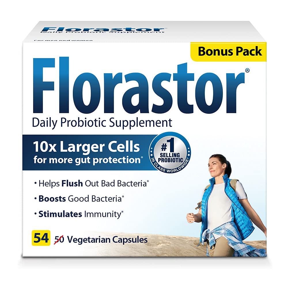 Florastor Daily Probiotic Supplement für Frauen und Männer, bewährt, um Verdauungsgesundheit zu unterstützen, Saccharomyces Boulardii CNCM I-745 (54 Kapseln), Packung von 3