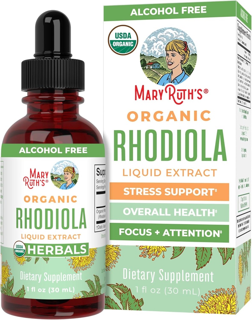 Rhodiola Rosea Supplement von MaryRuth's | USDA Organic Herbal Extract | Nootropic | Focus Supplement | Non-GMO | 30 Portionen