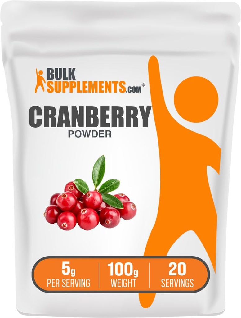 BulkSupplements.com Cranberry Powder - Cranberry Supplements für Damen und Herren, Air Dried Cranberries - Unsweetened & Gluten Free, 5g pro Servierung, 100g (3.5 oz) (Pack von 1)