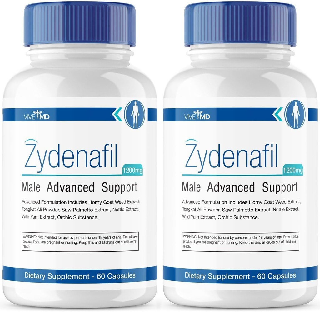 VIVE MD Zydenafil Pillen für Herren Fortgeschrittene Formel - Zydenafil Male Pillen - Zydenafil 1200mg für maximale Stärke mit Tongkat Ali, Saw Palmetto, Horny Goat Weed Bewertungen (2 Pack)