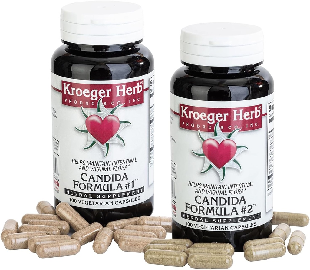 Kroeger Kräuter Produkte Candida Formel #1 und #2, Clease Supplement für Damen und Herren - Unterstützt normale Ebenen von Hefe und Candida