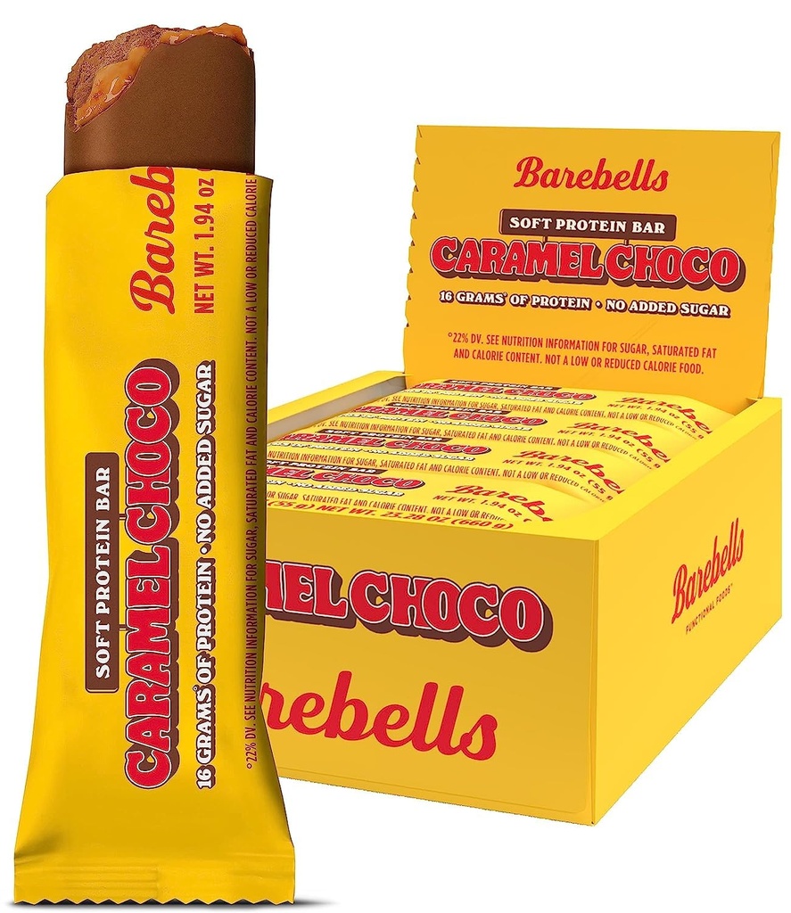 Barebells Soft Protein Bars Caramel Choco - 12 Count, 1.9oz Bars - Protein Snacks mit 16g High Protein - Fluffy Chocolate Protein Bar mit 2g Gesamtzucker - Soft Protein Snack & Breakfast Bars