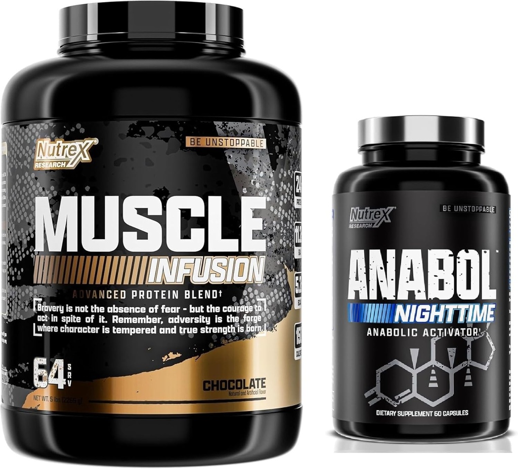 Nutrex Research Whey Protein Pulver, Schokolade Anabol PM Nacht Muskelaufbau & Schlafhilfe