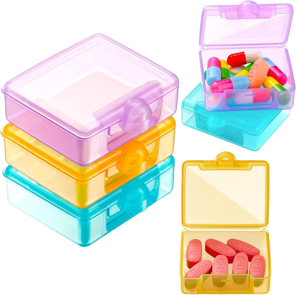 6 Packs Pocket Tiny Pill Case Single Daily Small Pill Container Travel Medicine Holder Cute Portable Personal Medicine Dispensers Organizer für Geldbeutel Pillen Vitamin Supplements(Orange/Purple/Green)