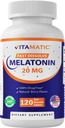 Vitamatic Melatonin 20mg für Schlafunterstützung | Vegetarisch, Non-GMO, Glutenfrei | HIGH Potency 20 MG | Natürliche Berry Flavor 120 Fast Dissolve Tablets