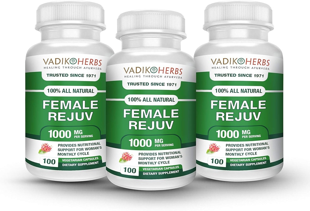 Weibliche Verjüngung von Vadik Kräuter | Kräuterbehandlung für PMS Relief Ergänzung Prämenstrual Cycle Unterstützung | Kräuter Formel Complex für Menstrual Cramp & Perioden | Natürlich Balance Hormone (3 Pack)