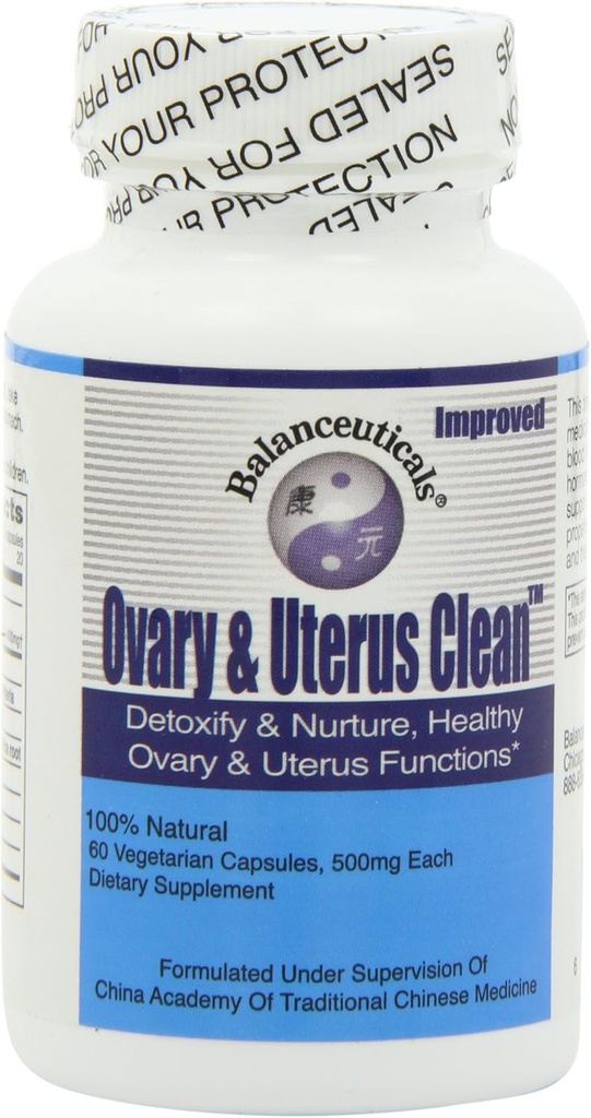 4 Set von 60 Count Balanceuticals Ovary & Uterus Clean, 500 mg Nahrungsergänzungskapseln
