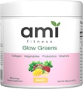 Glow Greens Powder, Collagen mit Probiotika, Vitamine, Verdauungsenzyme, Superfoods, Gut Health, Bloating Relief, Radiant Skin, Natürlicher Glow, Spirulina, Juice Mix, 30 SVG, Mango