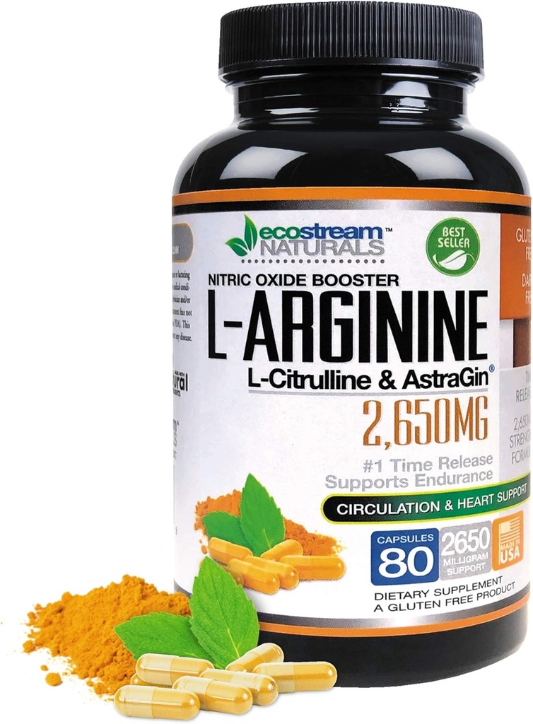 MAX 2650mg Nitric Oxid Booster L-Arginin - L-Citruline und Astragin - Time Release 2650 MAX Formula