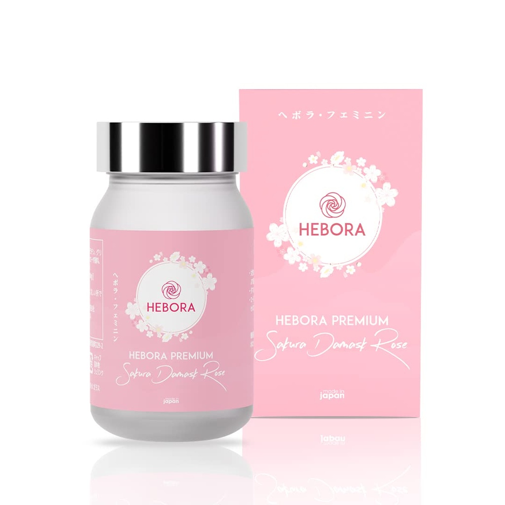 Hebora Premium Sakura Damask Rose Japan - Selbst szenierte Ergänzung Body Deoderizing PMS Unterstützung Neue Version 2023