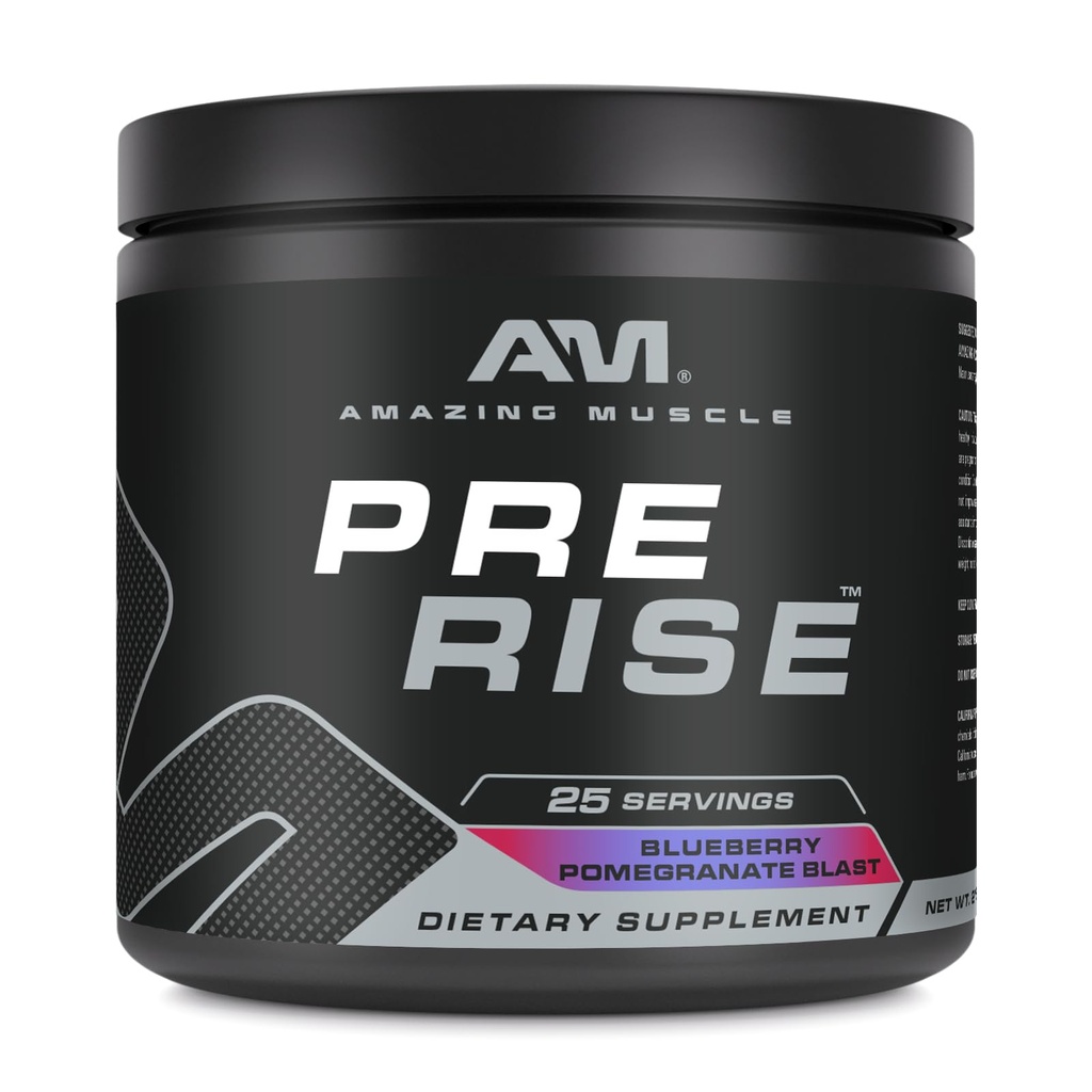 Erstaunliche Muskel Pre Rise | Pre-Workout Powder Supplement mit Koffein & Beta-Alanin für Männer & Frauen | 25 Servierungen (25 Servierungen, Blueberry Pomegranate Blast)