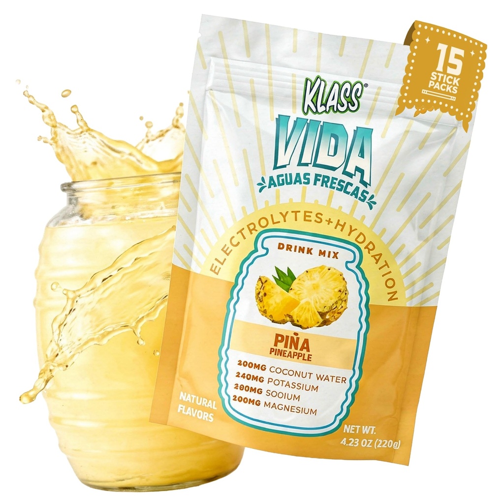 Elektrolyt-Getränk-Mix – Ananas Agua Fresca Flavor | Zuckerfreies Hydration-Pulver mit Kokosnuss-Wasser & Minerals | 15 Single-Serve-Stick-Packs, Low Calorie, natürliche Aromen