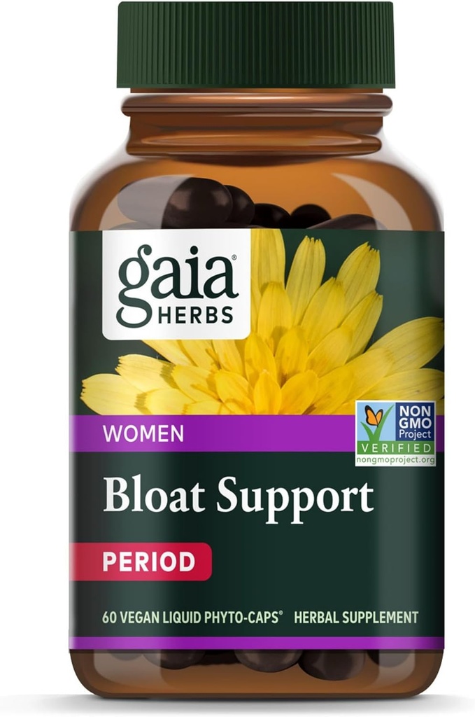 Gaia Herbs Bloat-Unterstützung - Frauengesundheitsergänzung zur Unterstützung Bloating & Digestion - Made with Dandelion Leaf, Burdock Root, Horsetail & More - 60 Vegan Capsules (30 Servietten)