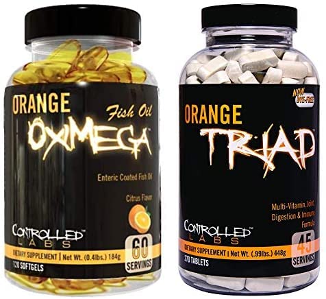 KONTROLLED LABS Gesamtgesundheit Bundle, 45 Servierungen Orange Triad, 120 Graf Orange Oximega Fischöl, Muskelaufbau und Erholung Ergänzung für Männer und Frauen