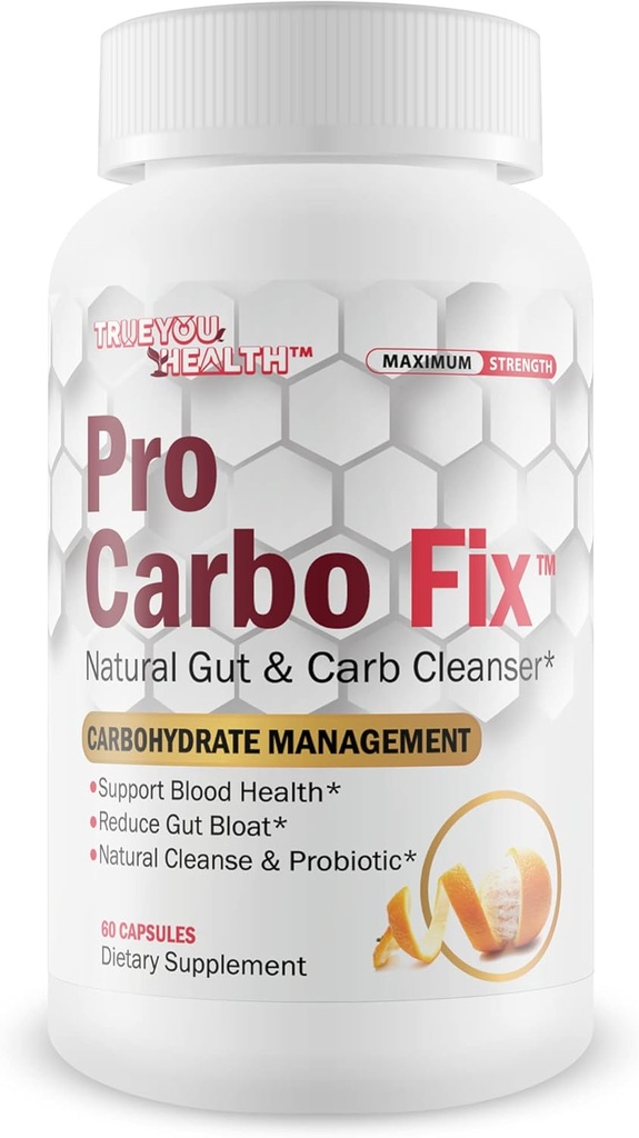 Pro Carbo Fix - Natural Gut & Carb Cleanse Supplement - Pflanzenbasierte Formel w/Probiotics - Unterstützung Verdauungs-Gesundheit & Blut-Gesundheit - Hilfe Flush Carbs & Toxins - Förderung Regularität & Reduzierte Gut Bloat