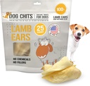 Dog Chits Lamb Ohren für Hunde – 100% natürliches gebackenes Lammohr Hundebesitz – Grau-frei, High Protein, Lower Fat Training Chews – Dental Health & Joint Support – für große, mittlere Hunde – 25 Pack