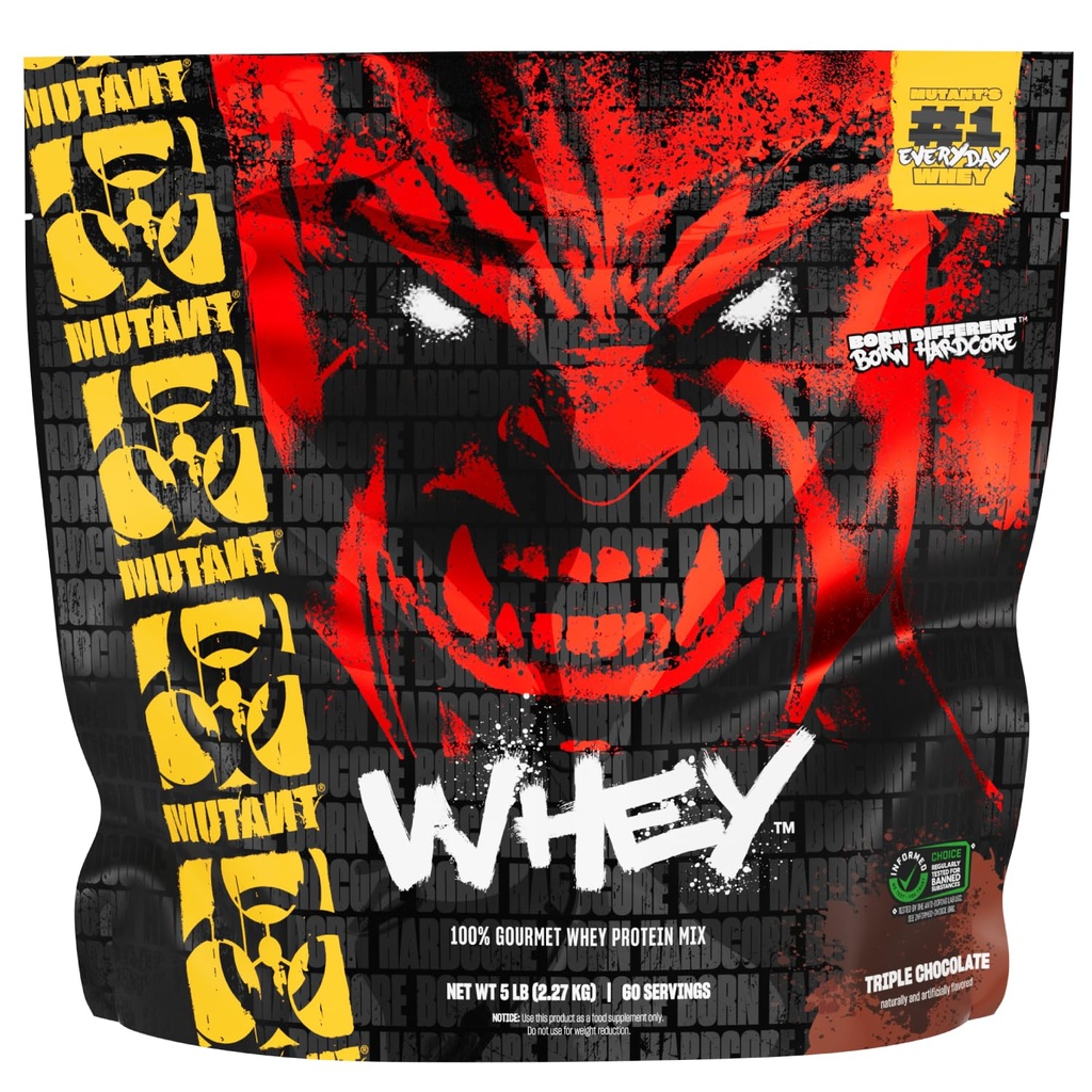 Mutant Whey – 100% Whey Protein Pulver Shake, Gourmet Taste, 22g Protein, Fast Absorbing, Easy Digesting, 5lbs - Triple Chocolate